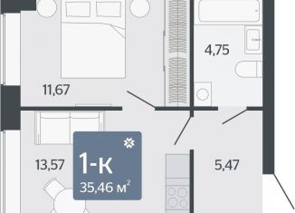 Продажа 1-комнатной квартиры, 35.5 м2, Екатеринбург, Короткий переулок, 2