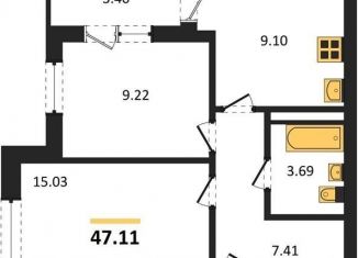 2-комнатная квартира на продажу, 47.1 м2, Воронеж, улица 45-й Стрелковой Дивизии, 259/27