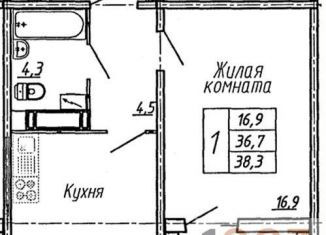 Продам 1-ком. квартиру, 38.3 м2, Воронеж, улица Пескова, 6, Центральный район