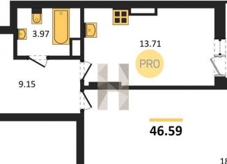 Продаю 1-ком. квартиру, 46.6 м2, Новосибирск