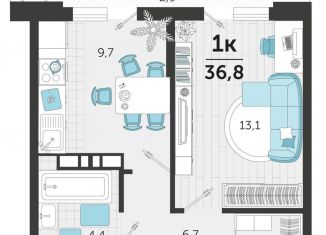 Продам однокомнатную квартиру, 36.8 м2, Краснодар, улица Автолюбителей, 1Гк1, ЖК Стрижи