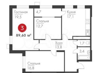 Продаю 3-комнатную квартиру, 89.6 м2, Самара, метро Российская