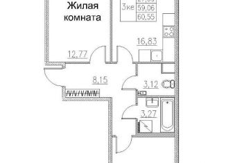 Продам двухкомнатную квартиру, 60.1 м2, поселок Бугры, ЖК Энфилд, улица Шекспира, 1