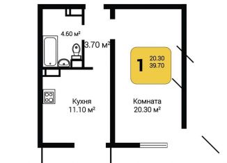 1-ком. квартира на продажу, 41.4 м2, Воронеж, улица Маршала Одинцова, 25Б/5, ЖК Лазурный