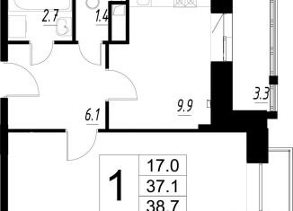 Продам 1-комнатную квартиру, 37.1 м2, деревня Сабурово, Рождественская улица, 1, ЖК Митино О2