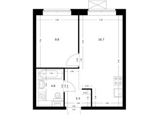 Продается 1-ком. квартира, 34.4 м2, Благовещенск