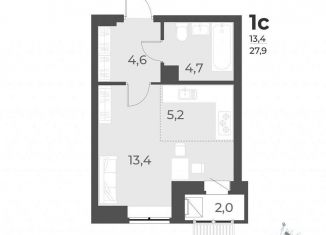 Продам квартиру студию, 27.9 м2, Новосибирск, улица Декоративный Питомник, 16/1, ЖК Дежнёв