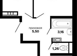 Двухкомнатная квартира на продажу, 56 м2, Краснодар, Российская улица, 257/7лит1, микрорайон Завод Радиоизмерительных Приборов