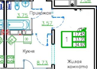 1-комнатная квартира на продажу, 35 м2, Краснодар, ЖК Новелла, Питерская улица, 40лит6