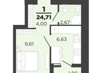 Продается 1-комнатная квартира, 24.7 м2, Рязань, ЖК Юный