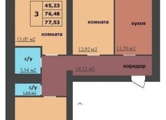 Продаю 3-ком. квартиру, 77.5 м2, Ярославль, Дзержинский район, Ленинградский проспект, 98/2