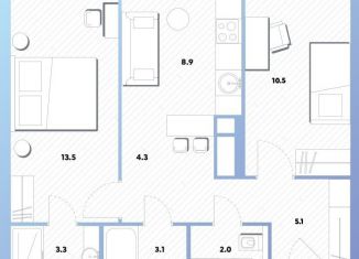 2-ком. квартира на продажу, 50.1 м2, Москва, метро Окская, Окская улица, 7А