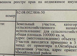 Продажа земельного участка, 1000 сот., рабочий посёлок Октябрьский