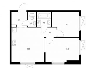 2-комнатная квартира на продажу, 47.4 м2, Котельники, ЖК Кузьминский Лес