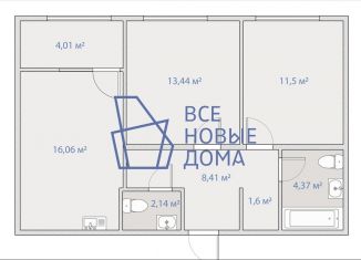 Продаю 2-комнатную квартиру, 61.2 м2, Новосибирск, Красный проспект, 220/7, ЖК Лев Толстой