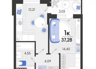 Продается 1-ком. квартира, 37.3 м2, станица Динская