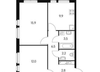Продаю 2-комнатную квартиру, 52 м2, Мытищи, улица Мира, 43, ЖК Ярославский