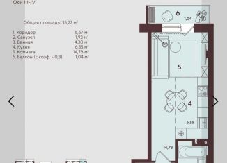 Продается квартира студия, 35.5 м2, Абакан, улица Кирова, 212к2