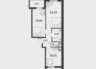 Продажа 2-комнатной квартиры, 57 м2, посёлок Шушары, ЖК Чкалов