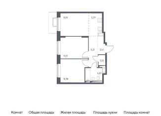 Продажа двухкомнатной квартиры, 52.1 м2, деревня Мисайлово, микрорайон Пригород Лесное, к11.1