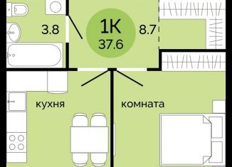 Продаю 1-комнатную квартиру, 37.6 м2, Пермский край, улица Яблочкова, 5к5