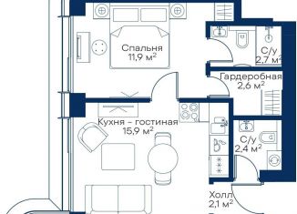 Продам однокомнатную квартиру, 37.6 м2, Москва, ЖК Сити Бэй, квартал Атлантик, Б1