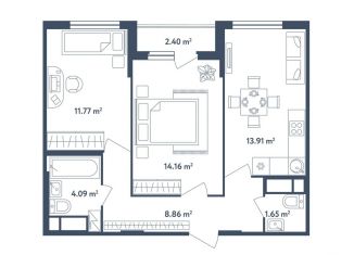 3-комнатная квартира на продажу, 55.6 м2, поселок Мещерино