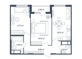 Продажа 3-ком. квартиры, 55.6 м2, поселок Мещерино