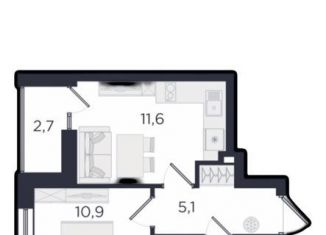 1-ком. квартира на продажу, 33.6 м2, Екатеринбург, ЖК Екатерининский Парк, улица Азина, 3.1