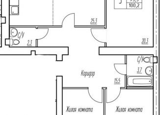 Продается 3-комнатная квартира, 95.3 м2, поселок городского типа Стройкерамика