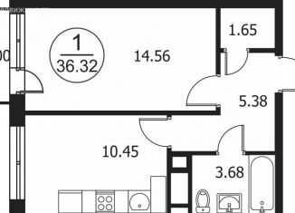 Продажа 1-комнатной квартиры, 36.3 м2, деревня Сухарево