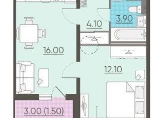 Продаю 1-комнатную квартиру, 37.2 м2, Санкт-Петербург, улица Крыленко, 6к2, ЖК Цивилизация