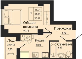 Однокомнатная квартира на продажу, 36.6 м2, Батайск, улица 1-й Пятилетки, 2