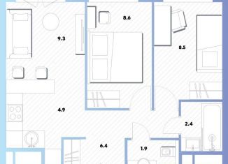 Продам 2-комнатную квартиру, 42.1 м2, Москва, Окская улица, 7А, метро Окская