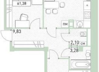 Продажа трехкомнатной квартиры, 61.4 м2, Балашиха, ЖК Столичный, жилой комплекс Столичный, к22