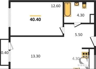 Однокомнатная квартира на продажу, 40.4 м2, Новосибирск, улица Никитина, 10, ЖК Урбан-виллы на Никитина