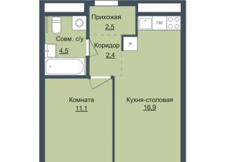 Продается однокомнатная квартира, 37.4 м2, Ижевск, ЖК Истории