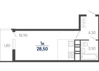 Продажа квартиры студии, 28.5 м2, Краснодар, улица имени Героя Георгия Бочарникова, 4к1, ЖК Абрикосово