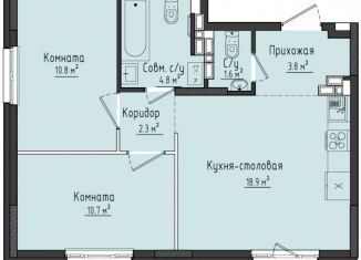 Продажа двухкомнатной квартиры, 52.9 м2, село Первомайский
