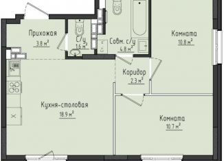 Продаю двухкомнатную квартиру, 53.2 м2, село Первомайский