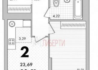 Продаю 2-ком. квартиру, 38.5 м2, Уфа, улица Уфимское Шоссе, 24, ЖК Ботаника