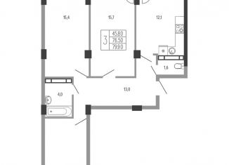 Продажа 3-комнатной квартиры, 79.9 м2, Краснодар, Прикубанский округ