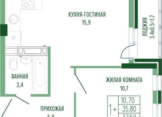 Продается 1-комнатная квартира, 37.6 м2, Краснодар, Круговая улица, 6, Круговая улица