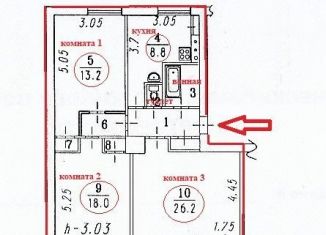 Продажа трехкомнатной квартиры, 78 м2, Омская область, Вокзальная улица, 1
