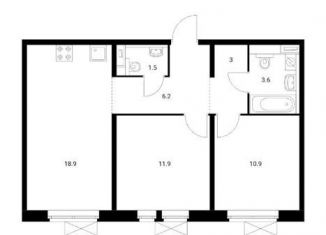 Аренда двухкомнатной квартиры, 56 м2, Люберцы, улица 8 Марта, 14к1, ЖК Люберцы Парк