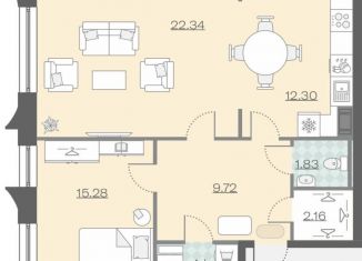 Продажа 2-комнатной квартиры, 67.9 м2, Санкт-Петербург, Московское шоссе, 3к5, ЖК Неопарк