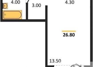 Продаю 1-комнатную квартиру, 26.8 м2, Новосибирск, улица Николая Островского, 195/1, ЖК Галактика