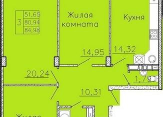 Продаю 3-комнатную квартиру, 85 м2, Краснодар, улица имени Валерия Гассия, 2, ЖК Авиатор