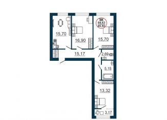 Продается 3-ком. квартира, 87.8 м2, Новосибирск, улица Забалуева, 3/1, ЖК 1-ый на Киевской