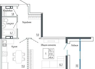 Продается однокомнатная квартира, 45.4 м2, Уссурийск, улица Александра Францева, 42